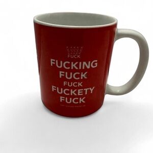 Society6 Red Mug with Bold Text. UK Vibes